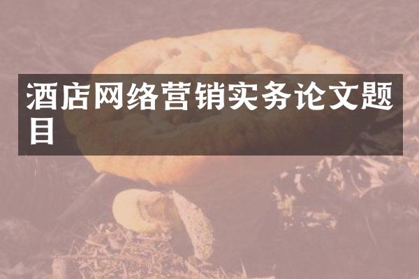 酒店网络营销实务论文题目