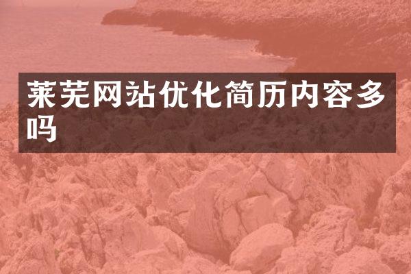 莱芜网站优化简历内容多吗