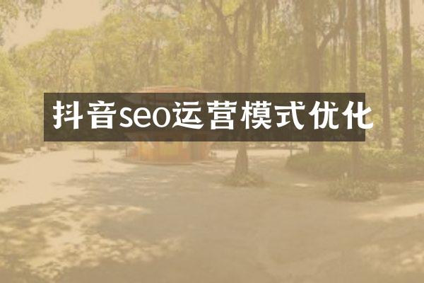抖音seo运营模式优化