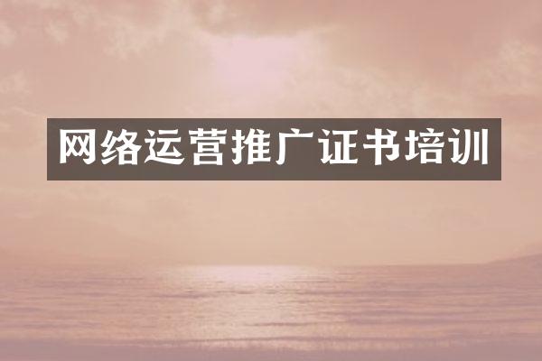 网络运营推广证书培训