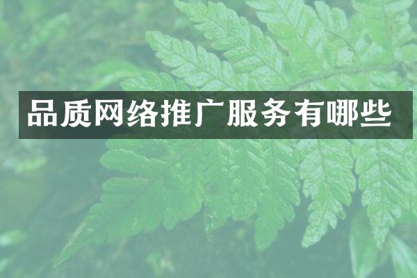 品质网络推广服务有哪些