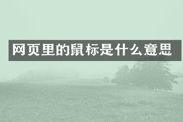 网页里的鼠标是什么意思