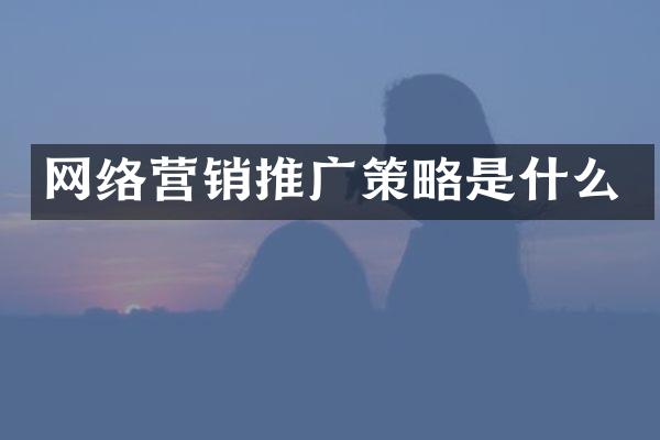 网络营销推广策略是什么
