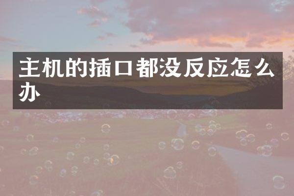 主机的插口都没反应怎么办