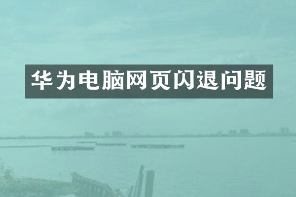 华为电脑网页闪退问题