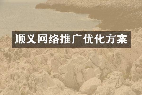 顺义网络推广优化方案