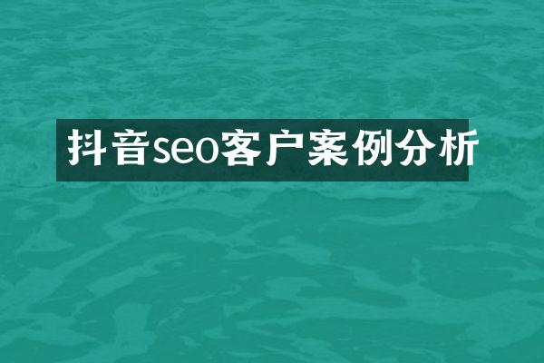 抖音seo客户案例分析