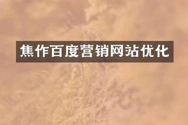 焦作百度营销网站优化