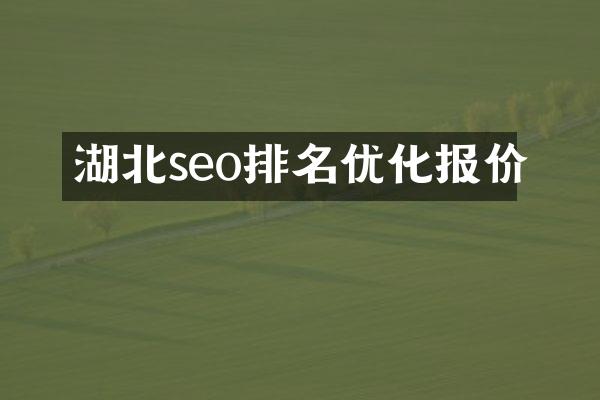 湖北seo排名优化报价