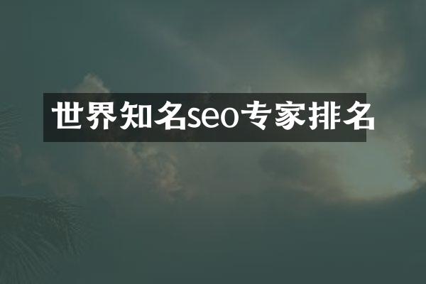世界知名seo专家排名