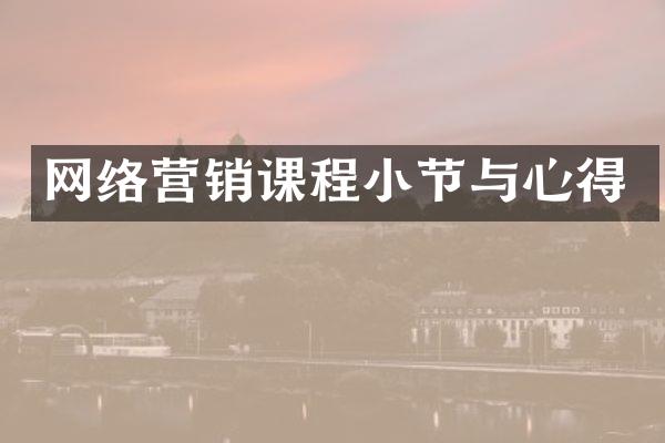 网络营销课程小节与心得