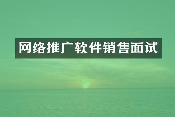 网络推广软件销售面试
