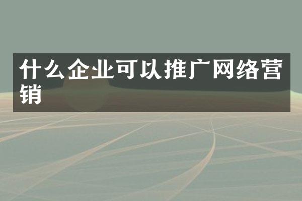 什么企业可以推广网络营销