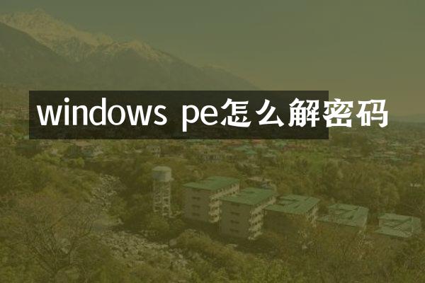 windows pe怎么解密码