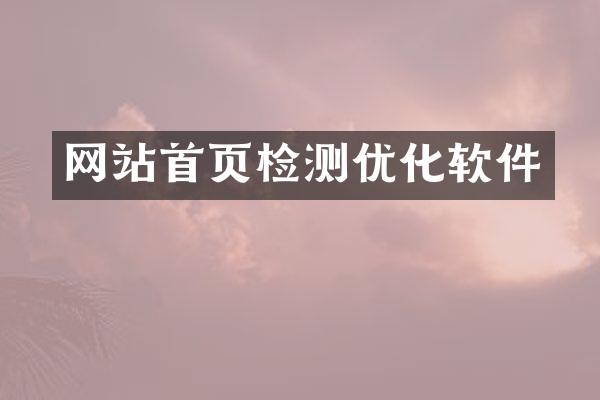 网站首页检测优化软件