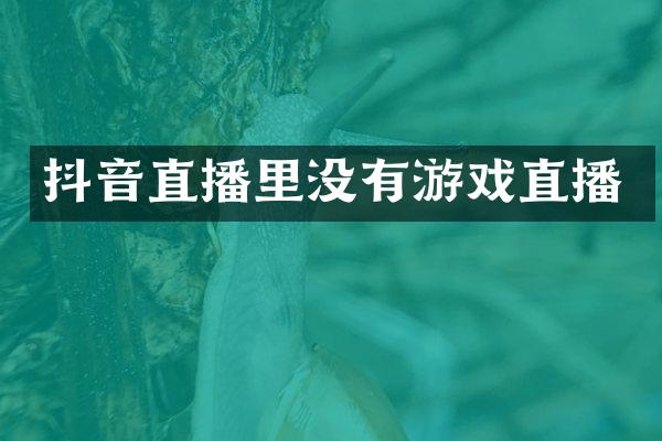 抖音直播里没有游戏直播