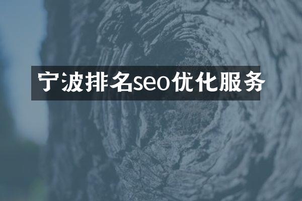 宁波排名seo优化服务