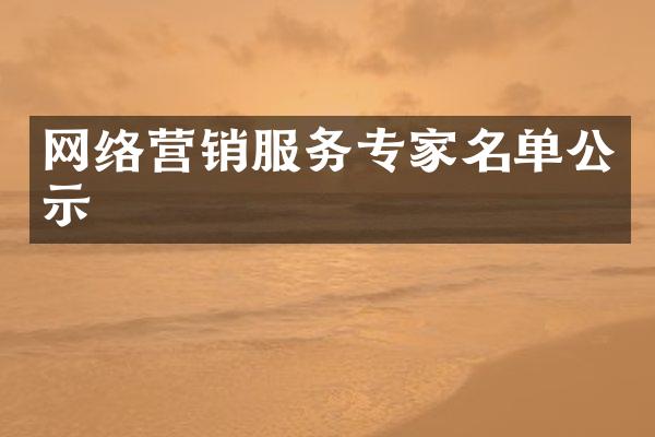 网络营销服务专家名单公示