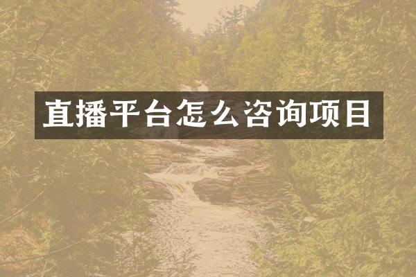 直播平台怎么咨询项目