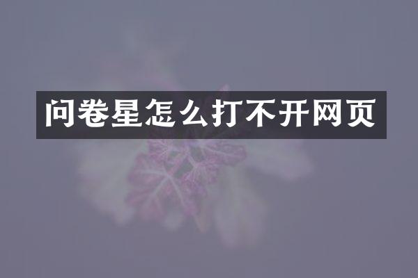 问卷星怎么打不开网页