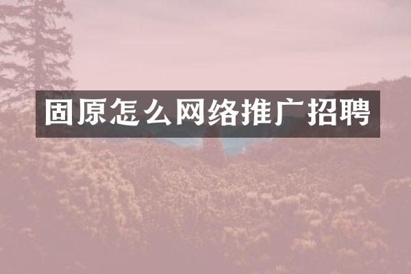 固原怎么网络推广招聘