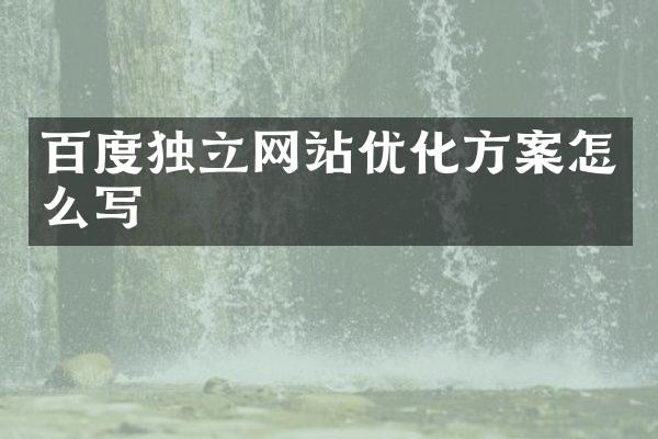 百度独立网站优化方案怎么写