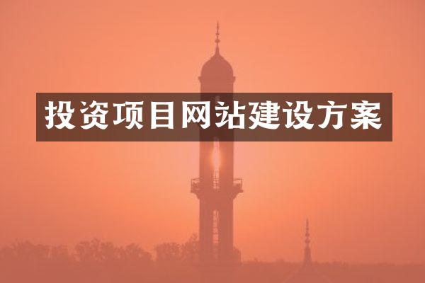 投资项目网站建设方案