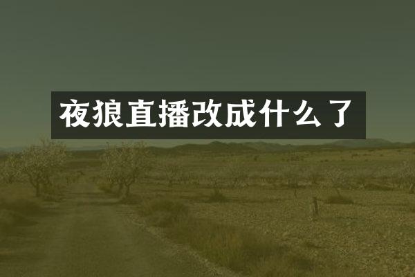 夜狼直播改成什么了