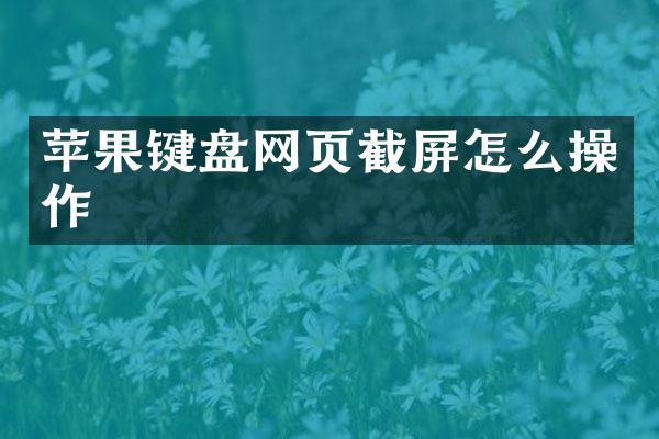 苹果键盘网页截屏怎么操作