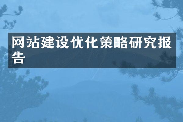 网站建设优化策略研究报告