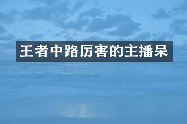 王者中路厉害的主播呆