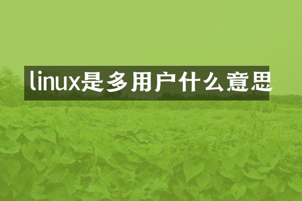 linux是多用户什么意思