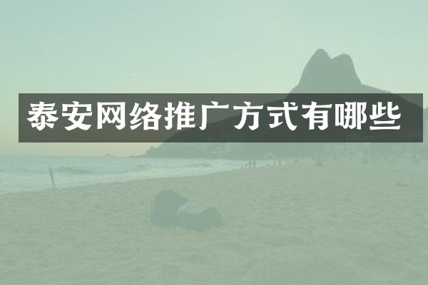 泰安网络推广方式有哪些
