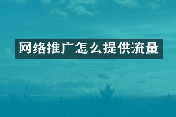 网络推广怎么提供流量