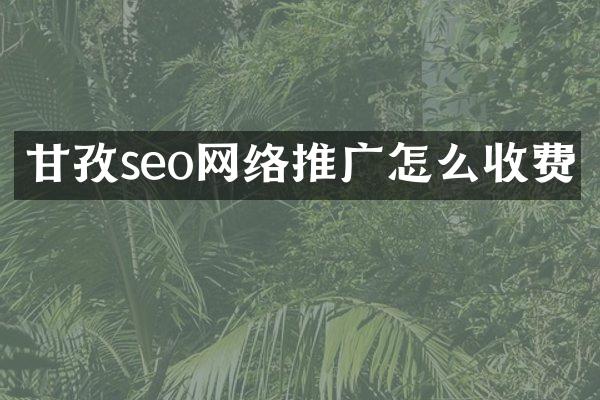 甘孜seo网络推广怎么收费