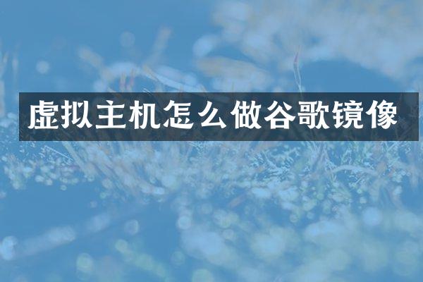 虚拟主机怎么做谷歌镜像