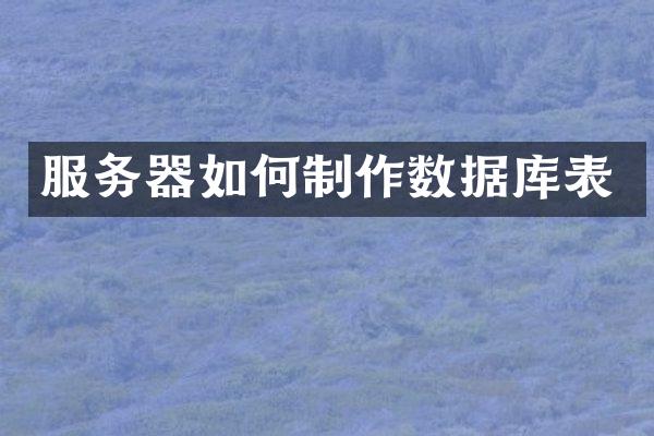服务器如何制作数据库表