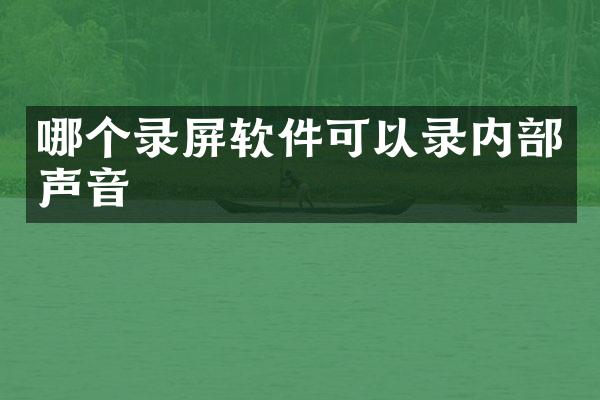 哪个录屏软件可以录内部声音