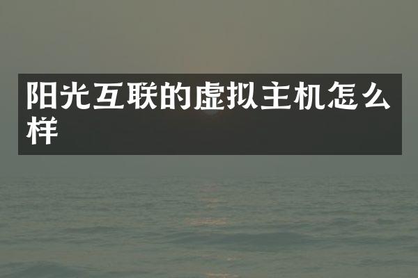 阳光互联的虚拟主机怎么样