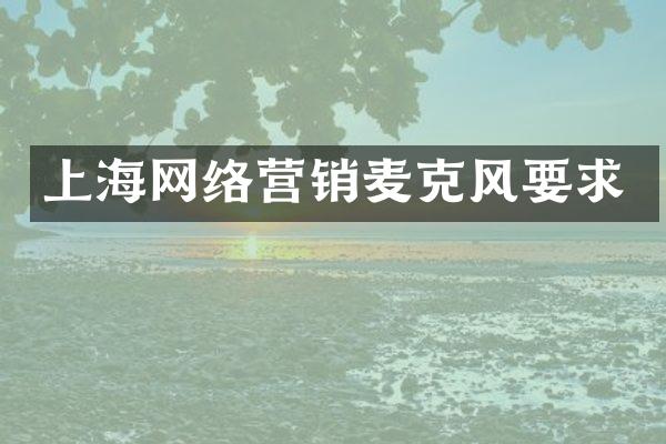 上海网络营销麦克风要求