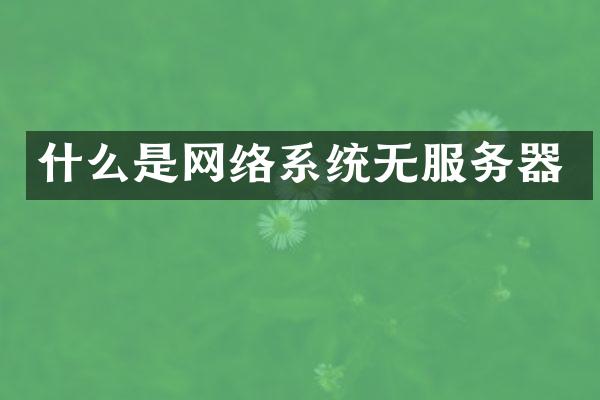 什么是网络系统无服务器