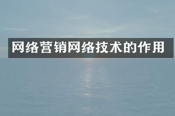 网络营销网络技术的作用