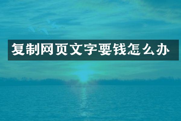 复制网页文字要钱怎么办
