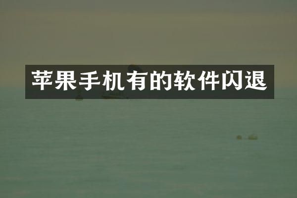 苹果手机有的软件闪退