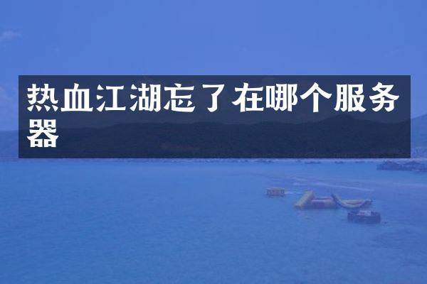 热血江湖忘了在哪个服务器