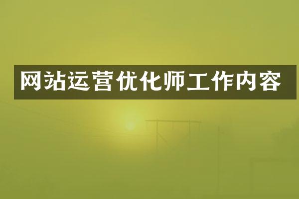 网站运营优化师工作内容