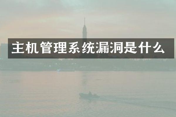 主机管理系统漏洞是什么
