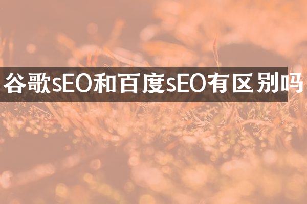 谷歌sEO和百度sEO有区别吗