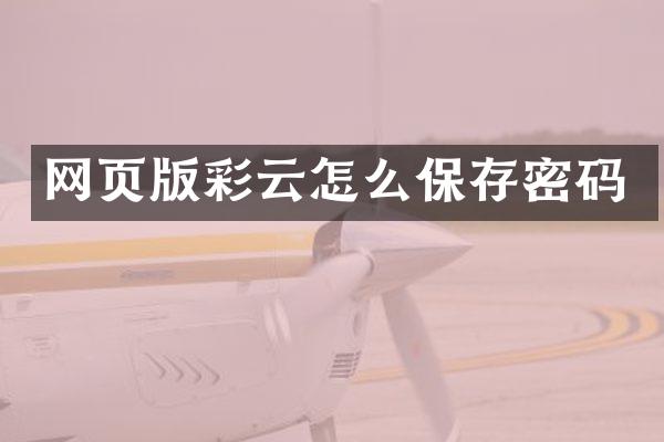 网页版彩云怎么保存密码