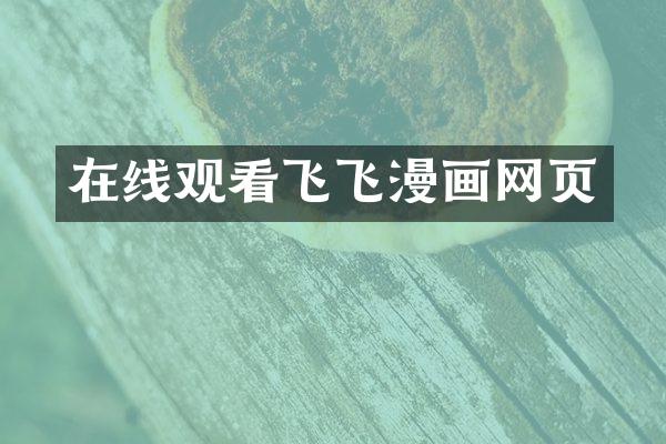 在线观看飞飞漫画网页
